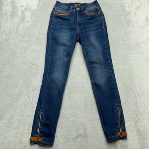 Frank Lyman Womens Size 3 Blue Denim Skinny Jeans Zipper Ankle Detail